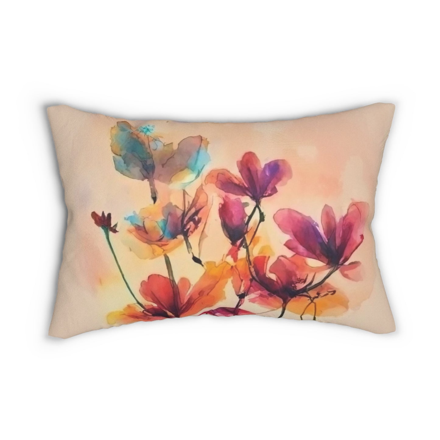 Pastel Wildflower Lumbar Pillow
