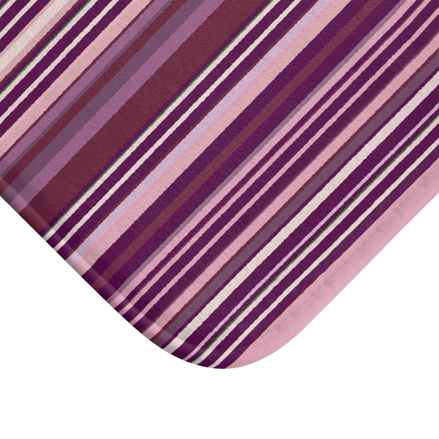 Deep Plum Purple Striped Bath Mat