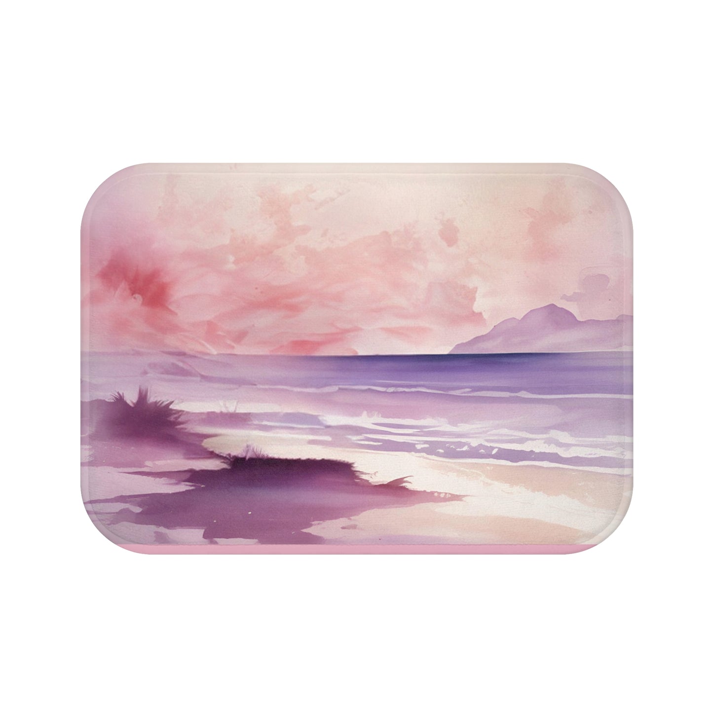 Sunset Paradise Purple And Orange Watercolor Style Bath Mat