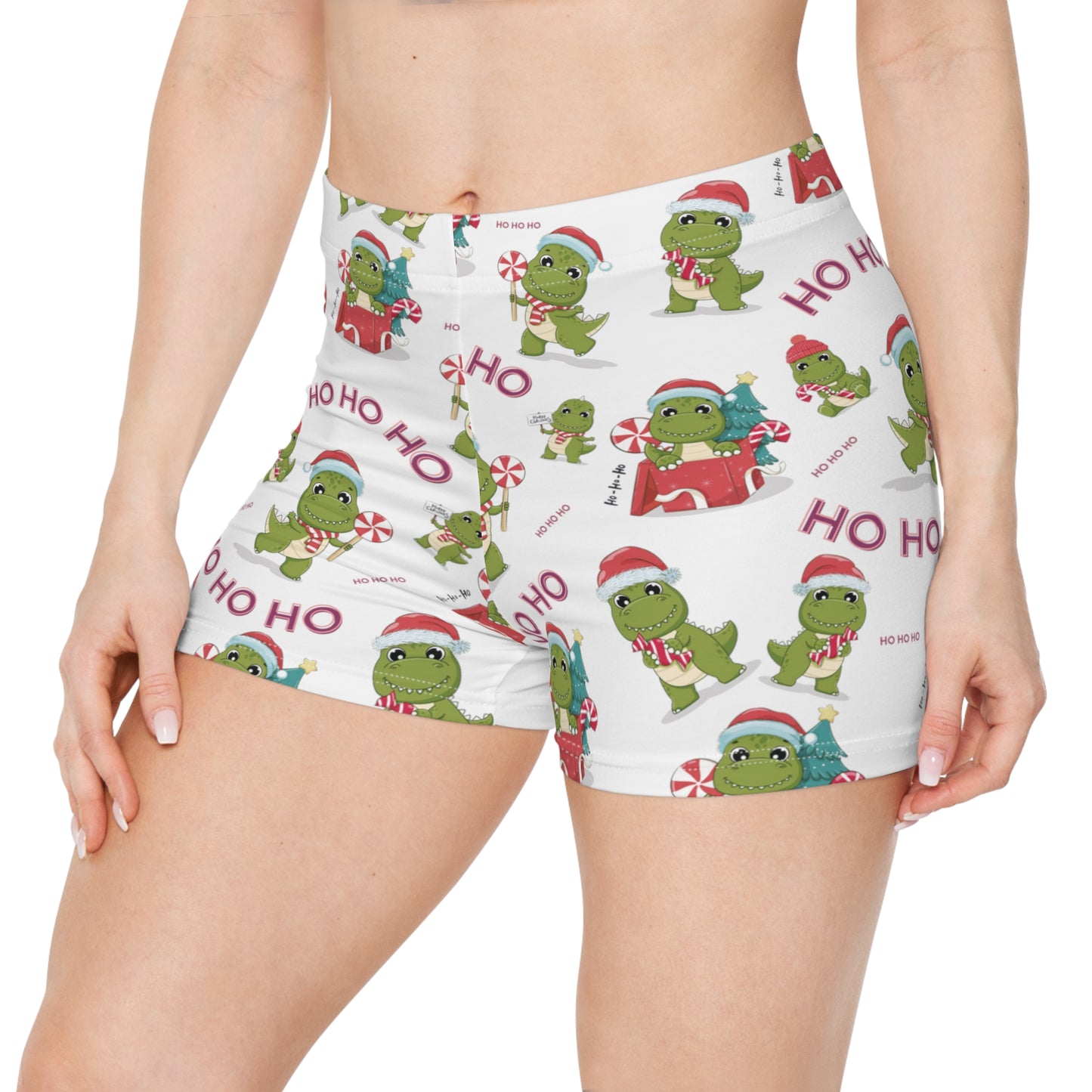 Christmas Dinos Nighty Night Booty Shorts