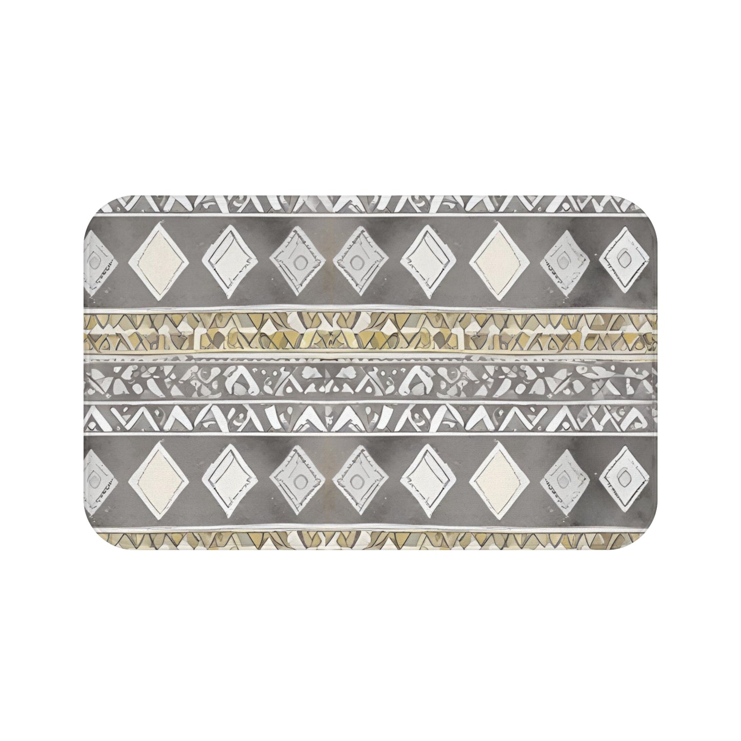 Diamond Aztec Grey And Sand Bath Mat