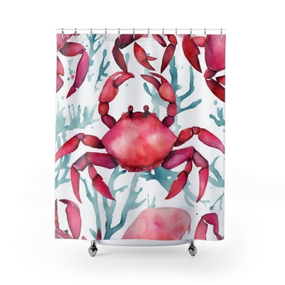 Crabby Turquoise And Pink Crab Shower Curtain