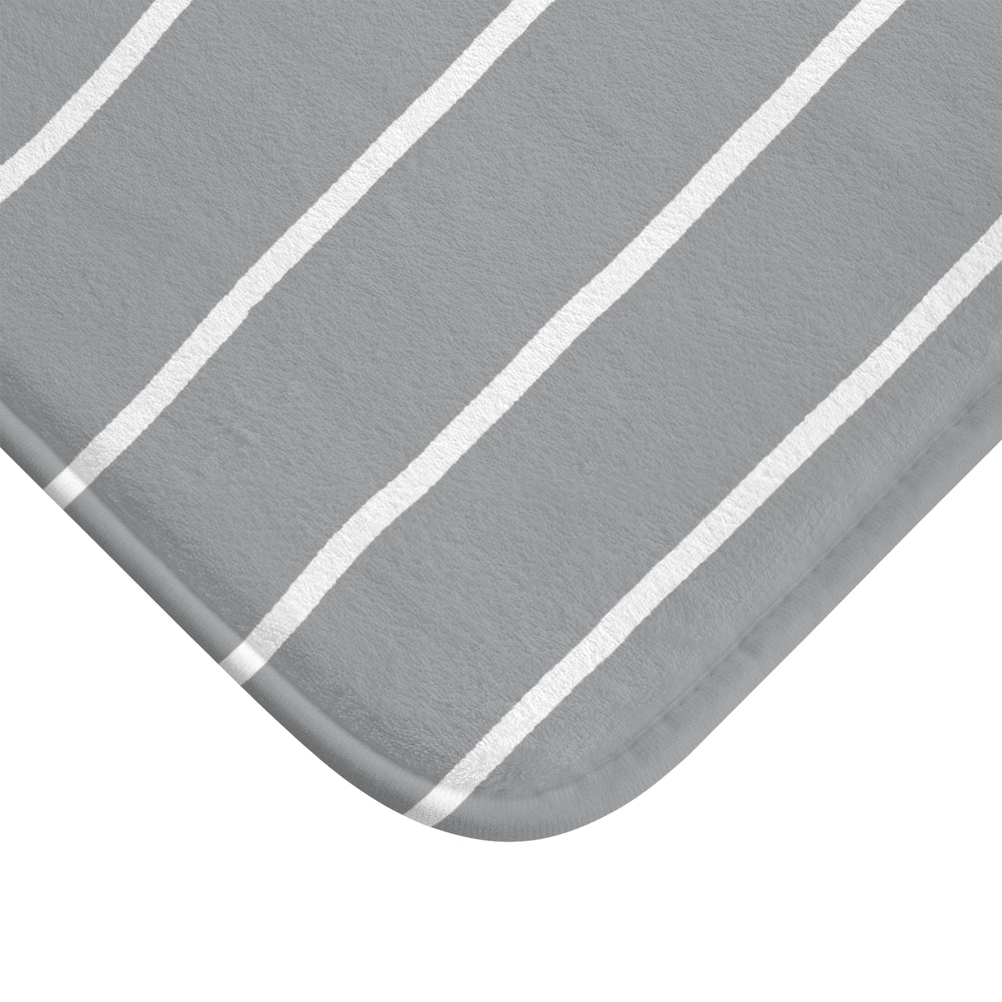 Light Grey Organic Flow White Stripe Bath Mat