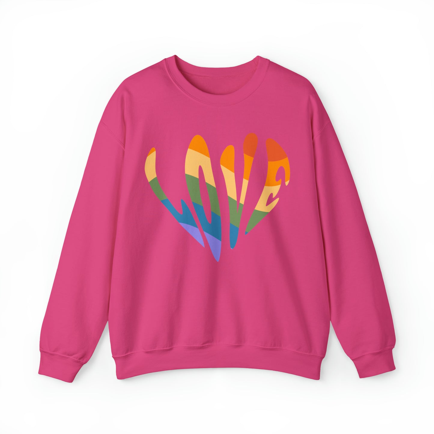 Retro Hippie Style, LOVE, Heavy Blend™ Crewneck Sweatshirt (Available In Other Colors)