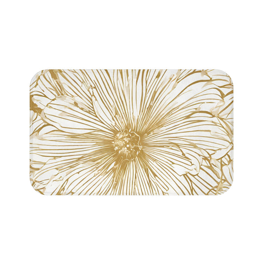 Graphic Gold & White Floral Bath Mat