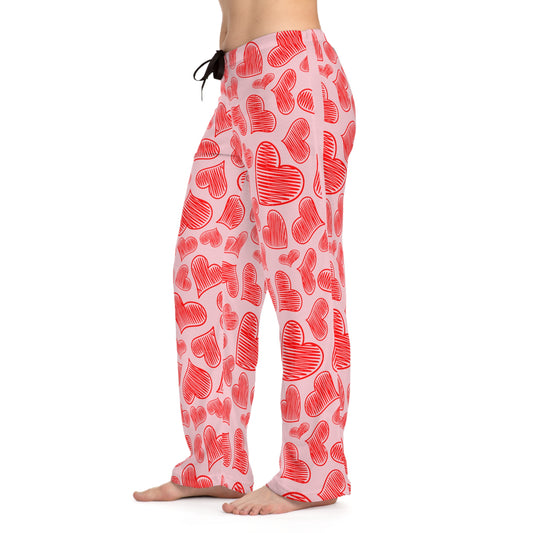 Red Hearts Women's Pajammy Pants In Soft Pink