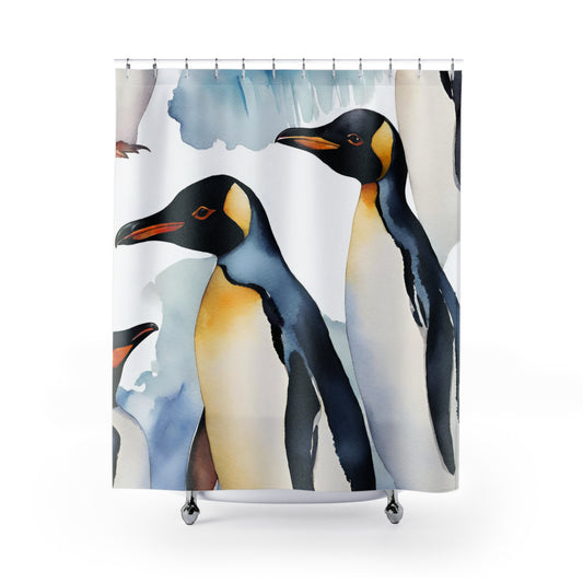 Watercolor Penguin Shower Curtain