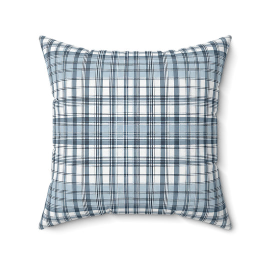 Light Blue And White Plaid Decorative Throw Pillow