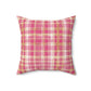 Pink And Gold Plaid Decorative Throw Pillow