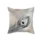 Peacock Feather Grey Cream And White Decorative Throw Pillow