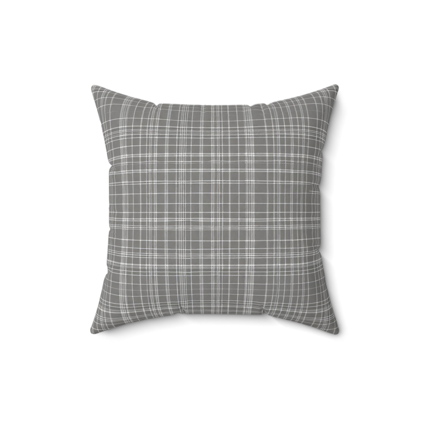 Grey Tight Plaid Decorative Throw Pillow