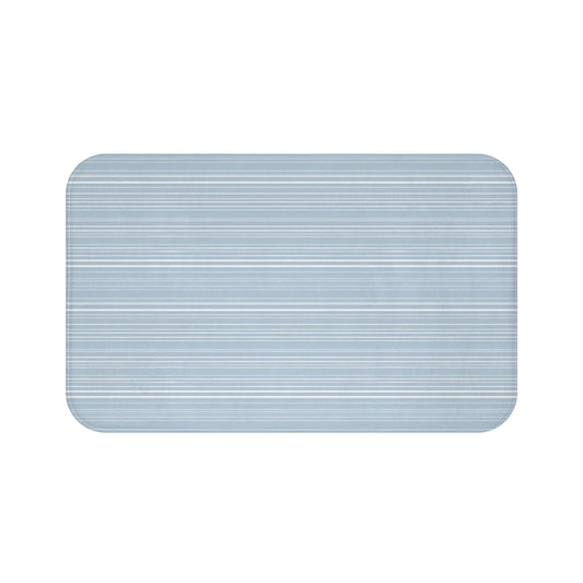 Blue And White Striped Bath Mat