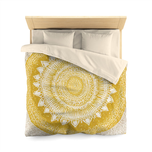 Yellow And White Mandala Duvet Cover
