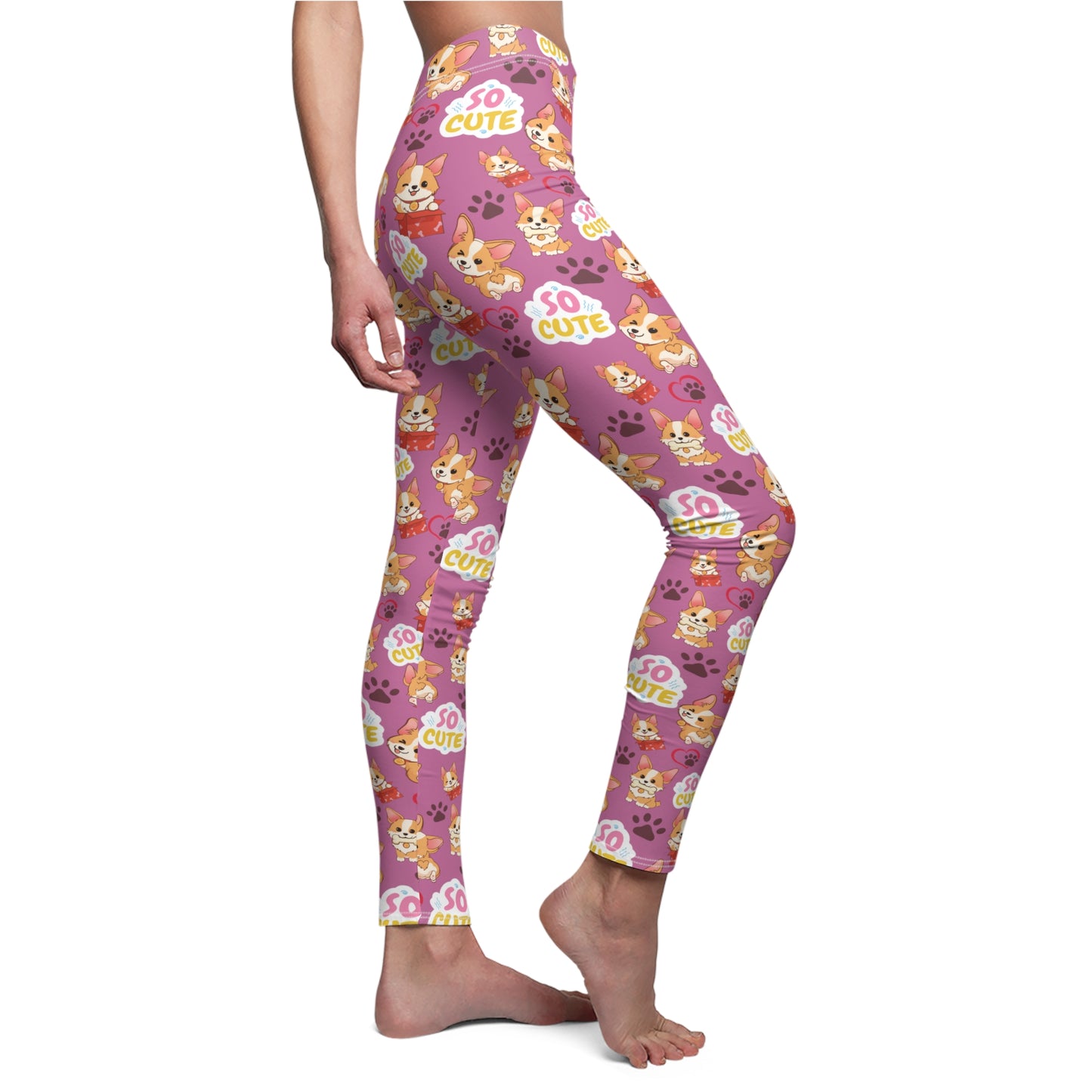 Corgi Lovers Women's Full-Length Leggings In Pink (Available In Other Colors)