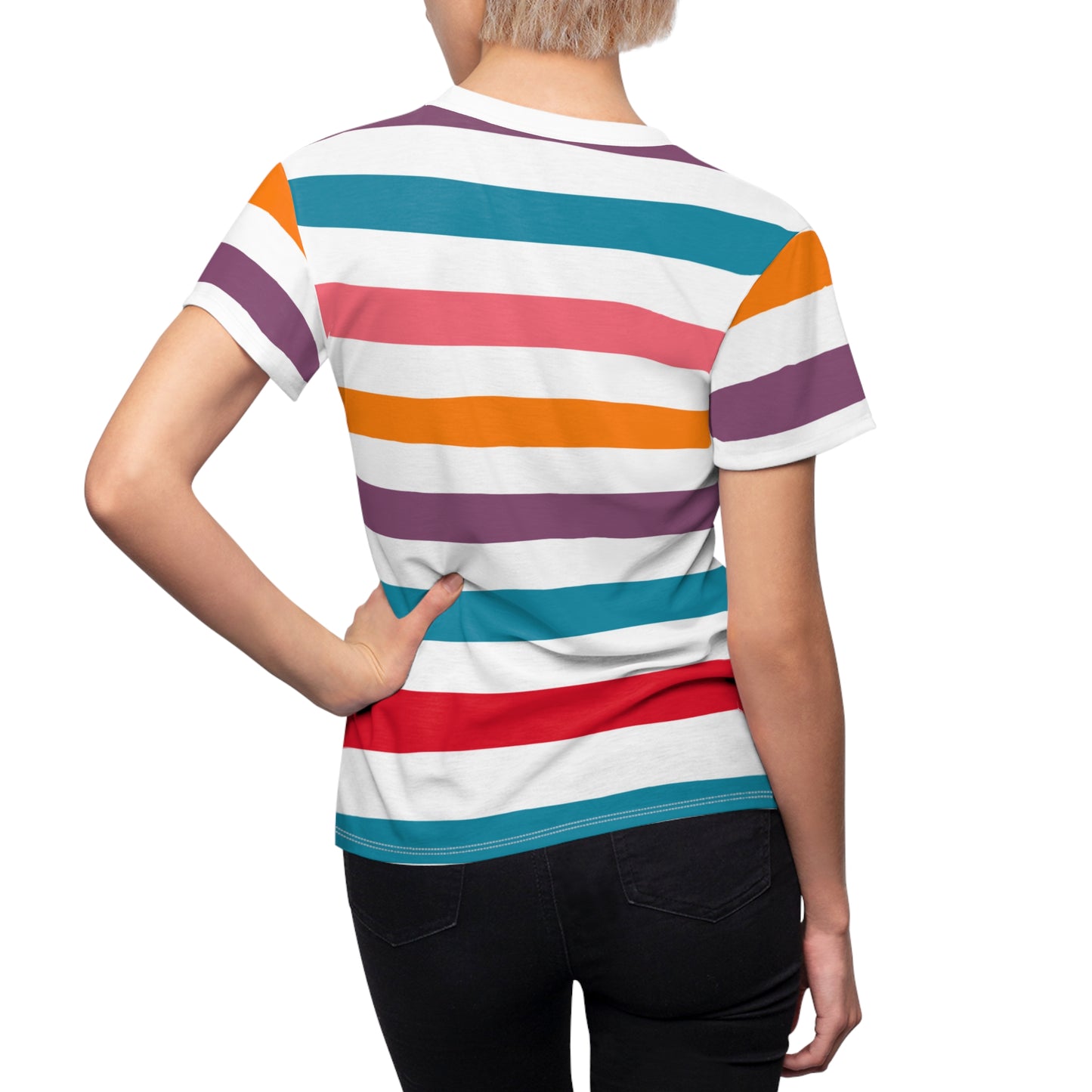 Perfect Tee Colorful Striped Women's Classic Short Sleeve T-Shirt