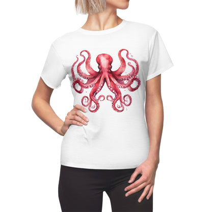 Perfect Tee, Fun Pink And Orange Watercolor Octopus Women's Classic T-shirt