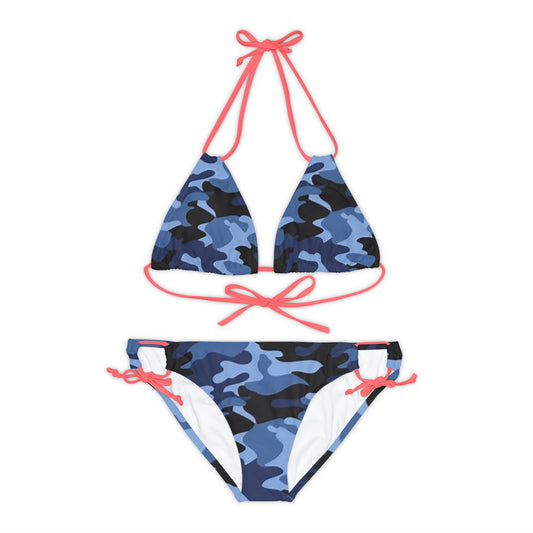 Navy Blue Camo Two Piece Bikini Set