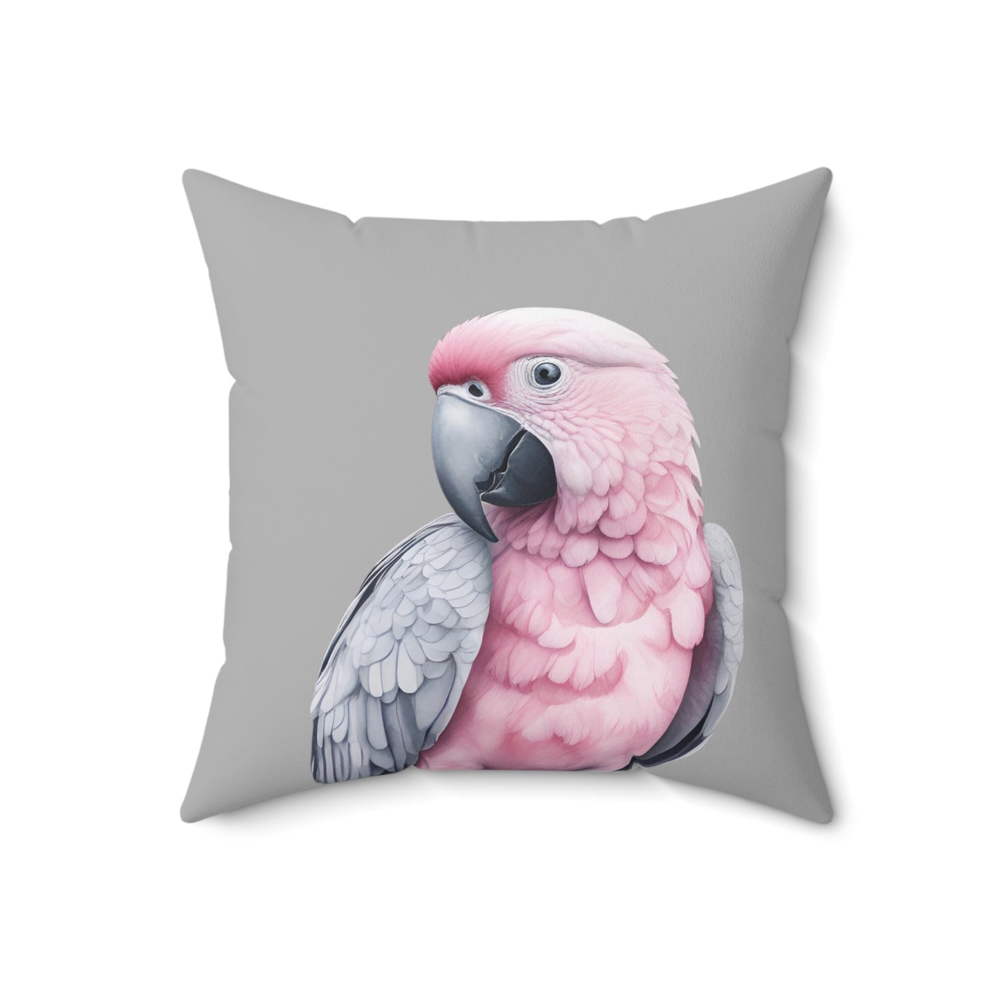 Peek-A-Boo Parrot In Grey Throw Pillow