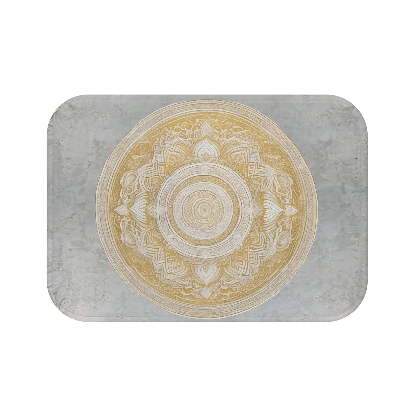 Grey And Gold Mandala Bath Mat