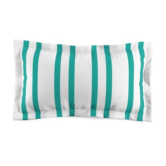 White And Turquoise Broad Stripe Pillow Sham