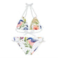 Pink Blue And Green Floral Bird Two Piece Bikini Set