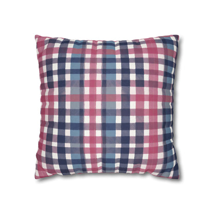 Pink, Blue, And White Checkered Plaid Throw Pillow Cover