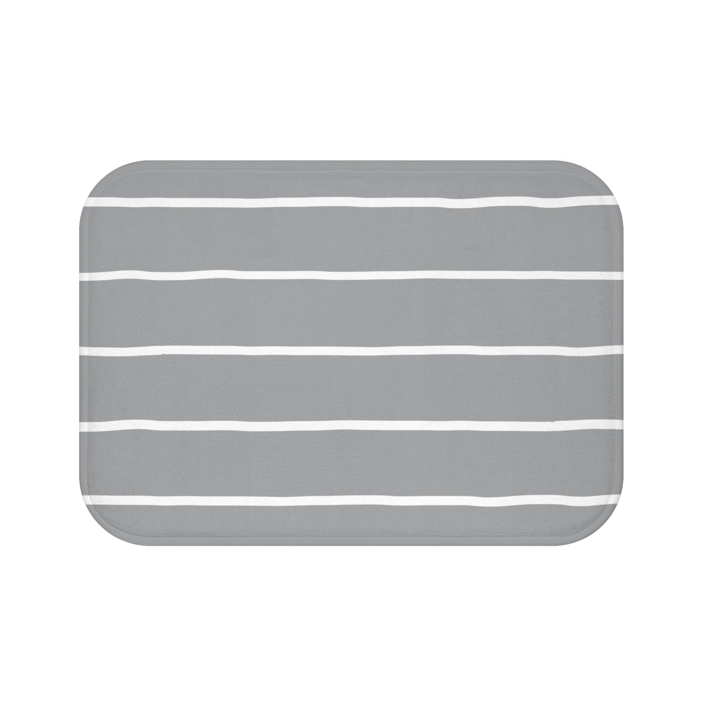 Light Grey Organic Flow White Stripe Bath Mat