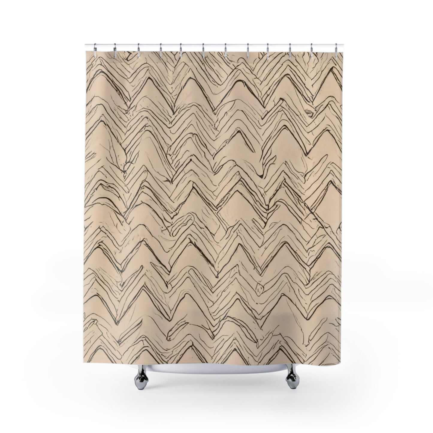 Modern Zig-Zag In Sand Shower Curtain