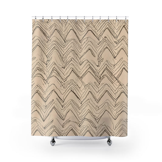 Modern Zig-Zag In Sand Shower Curtain