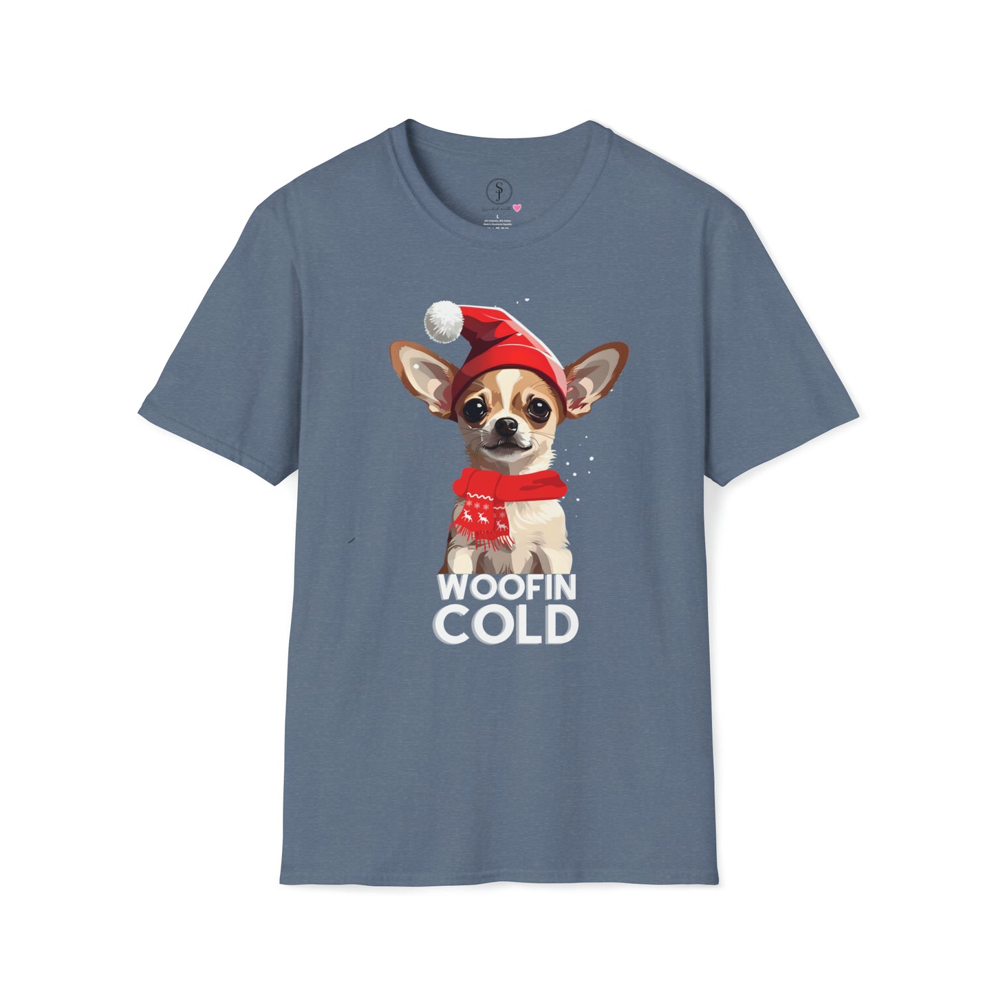 Christmas Vibes, Chihuahua Woofin Cold T-Shirt (Available In Other Colors) (Sizes Up To 3XL)