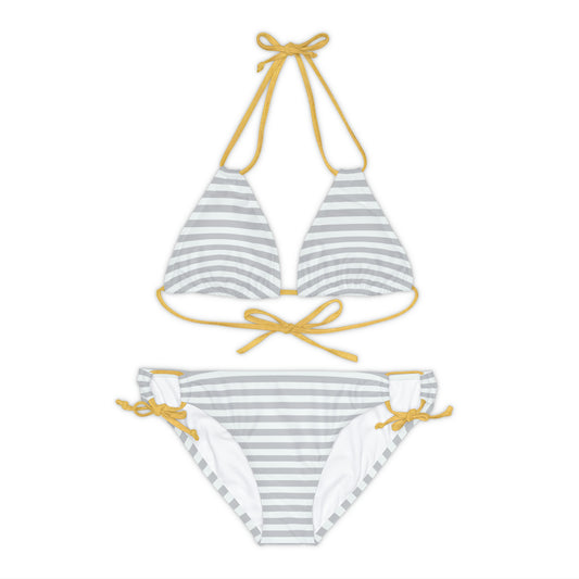 Grey Stripe Two Piece Bikini Set