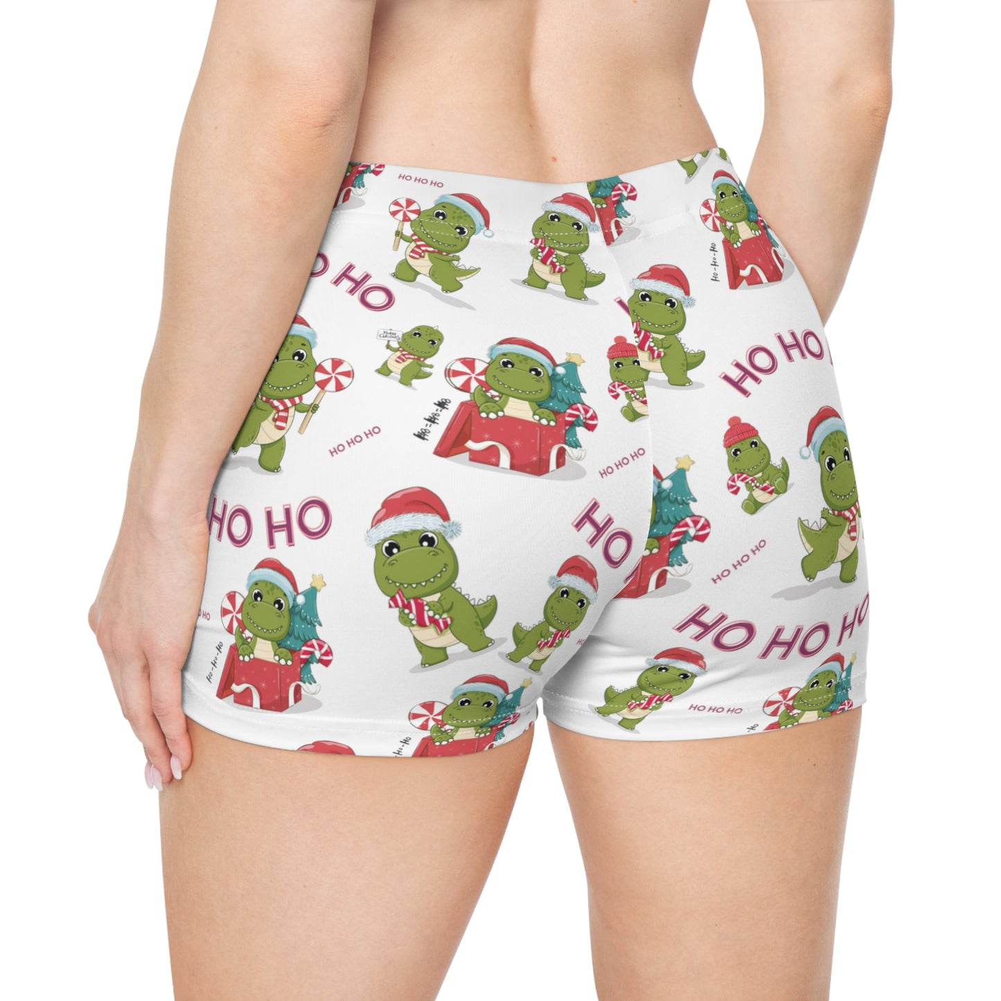 Christmas Dinos Nighty Night Booty Shorts