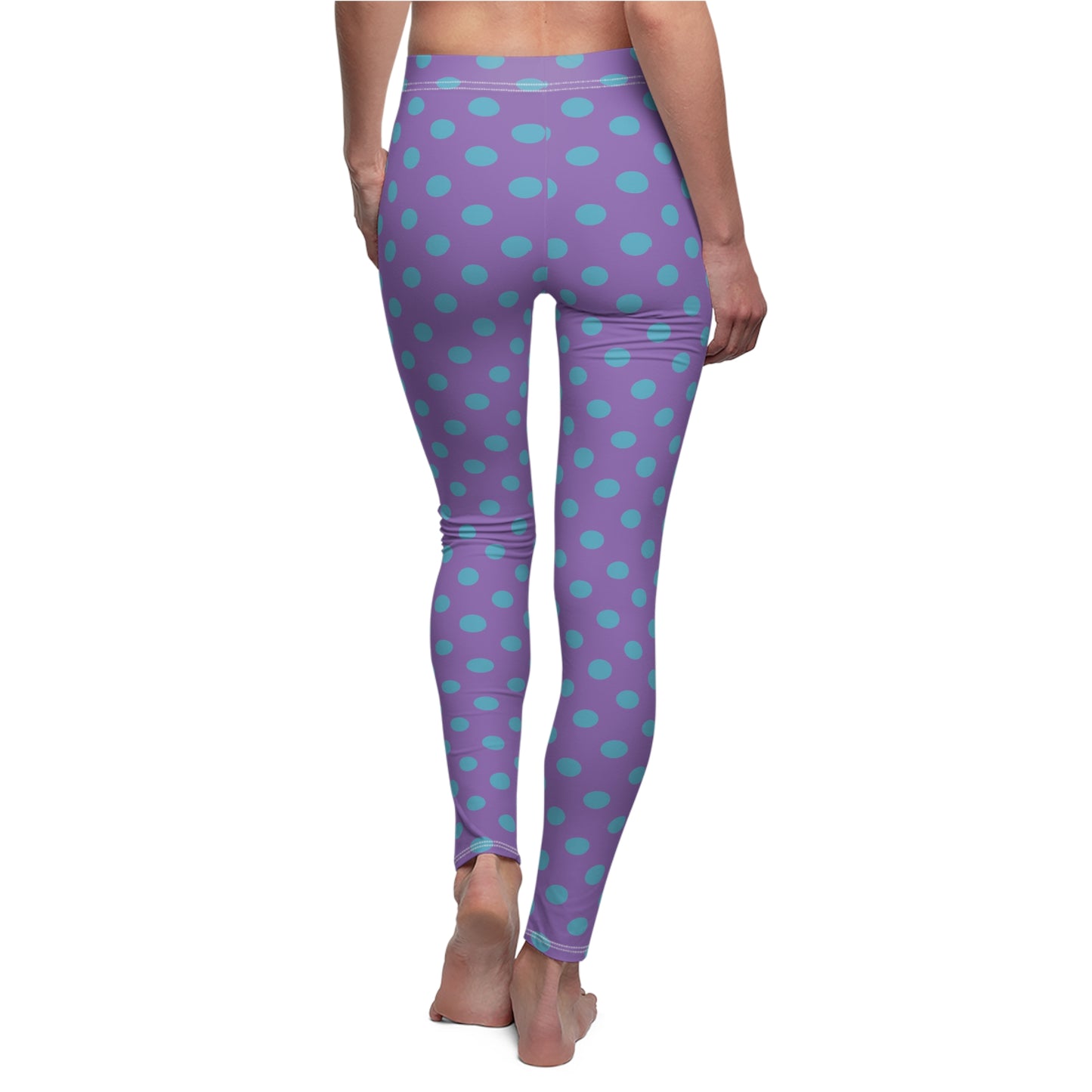 Purple With Blue Polka Dots, Women's Full-Length Leggings