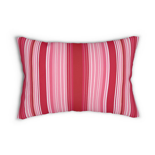 Vertical Pink And Red Stripe Lumbar Pillow