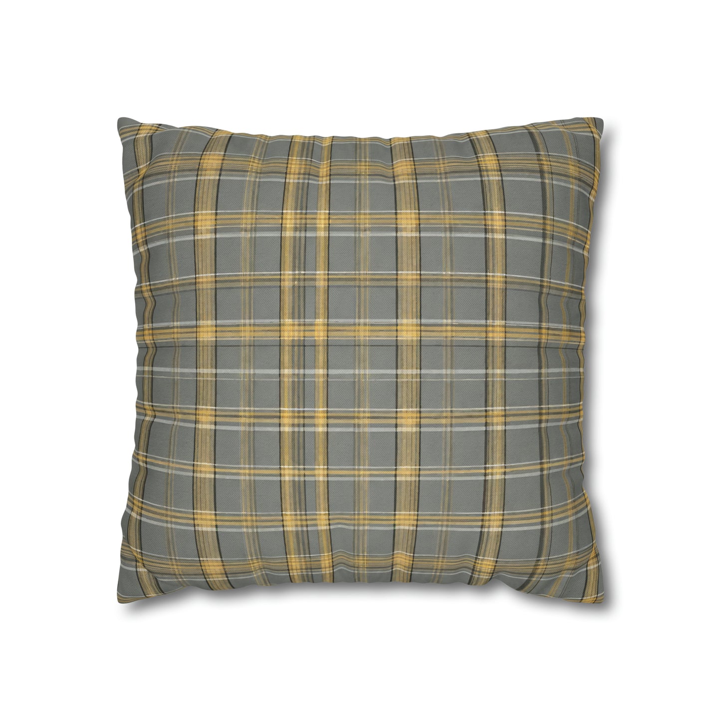 Grey And Gold Plaid Throw Pillow Cover