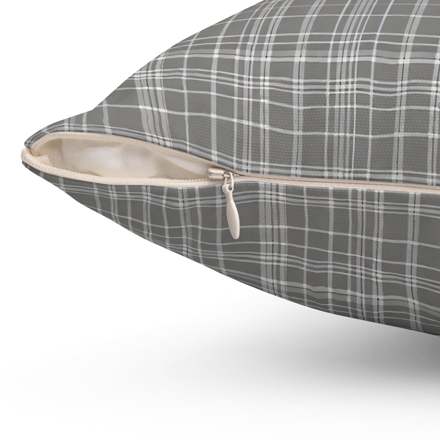 Grey Tight Plaid Decorative Throw Pillow