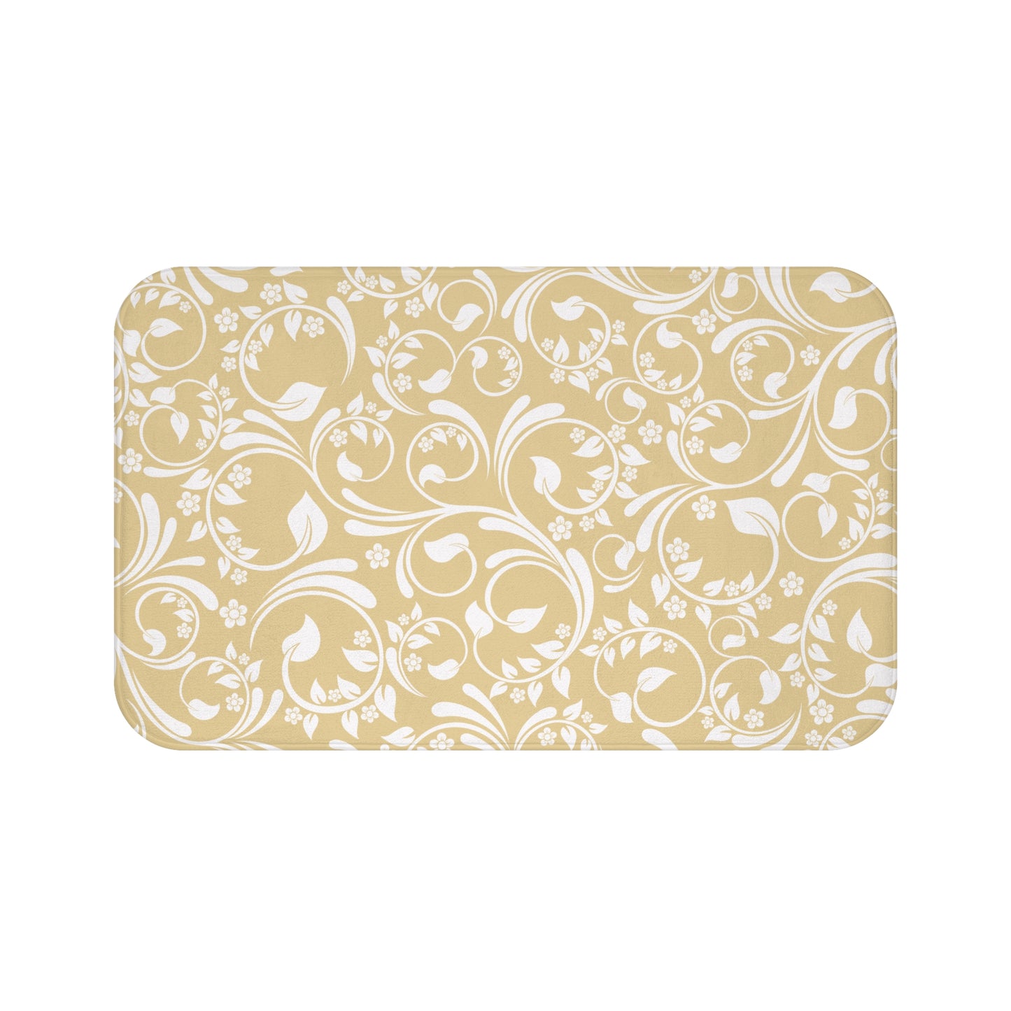 Gold And Cream Ornate Vine Floral Bath Mat