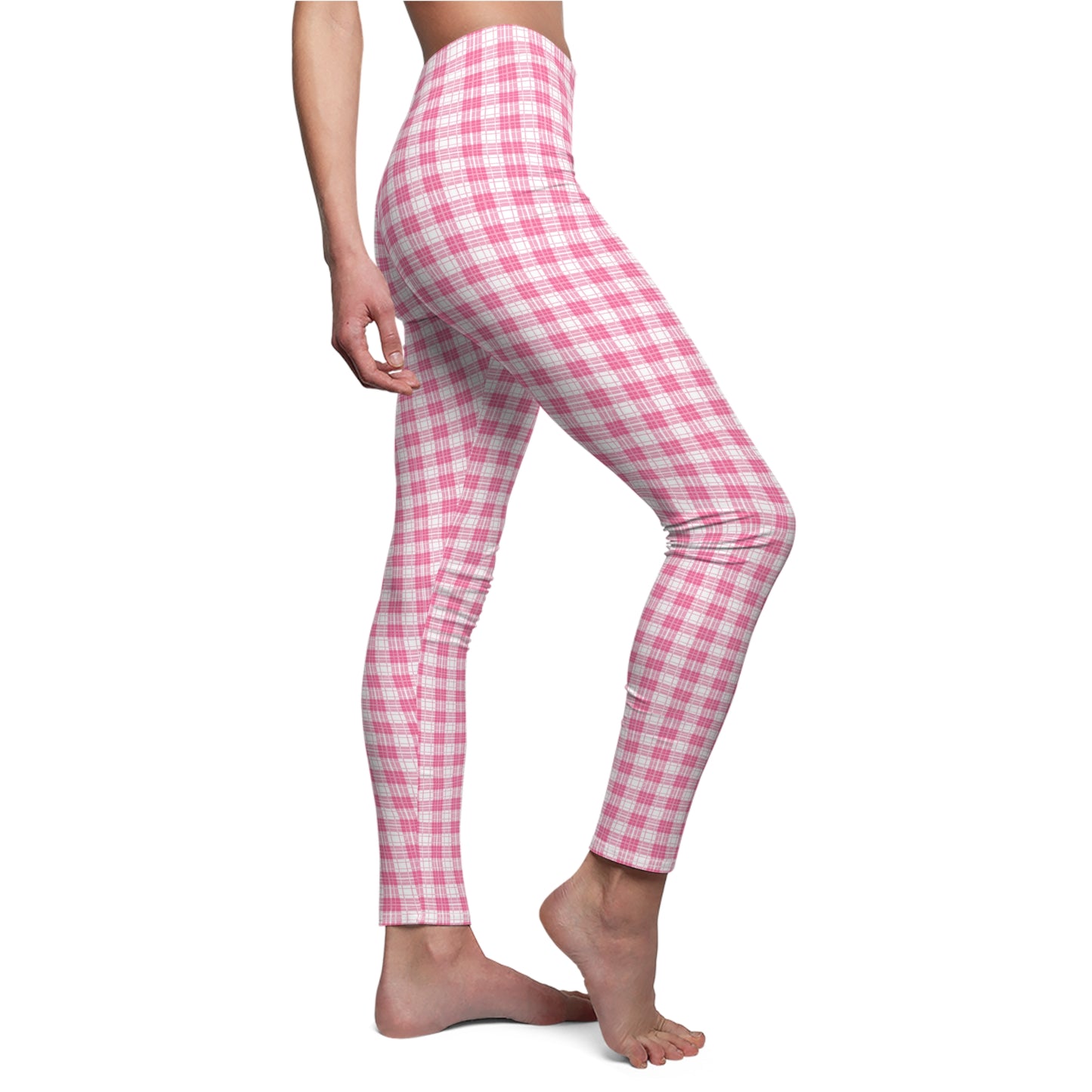 Pink & White Checkerboard, Women's Full-Length Leggings