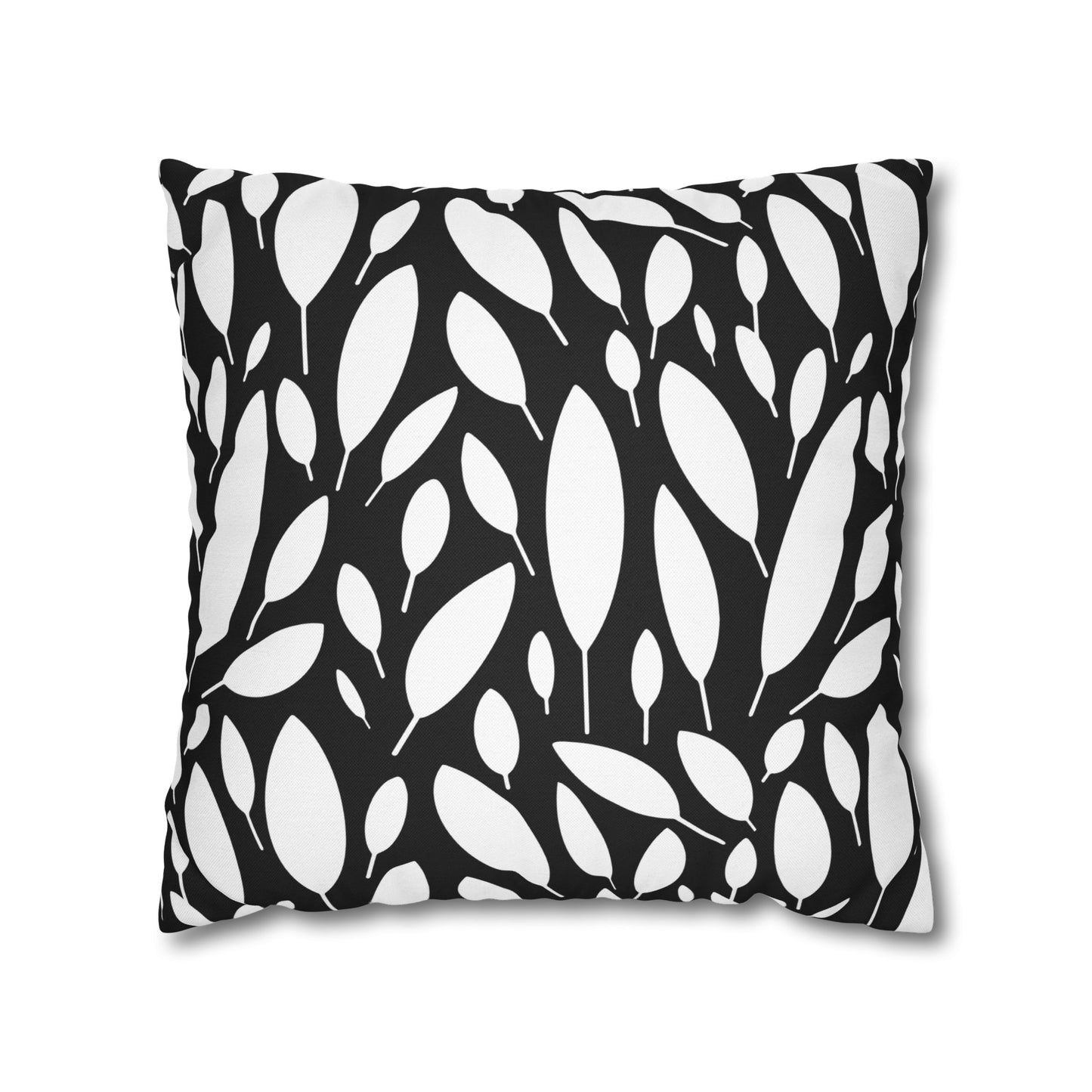 Black And White Modern Leaf Throw Pillow Cover