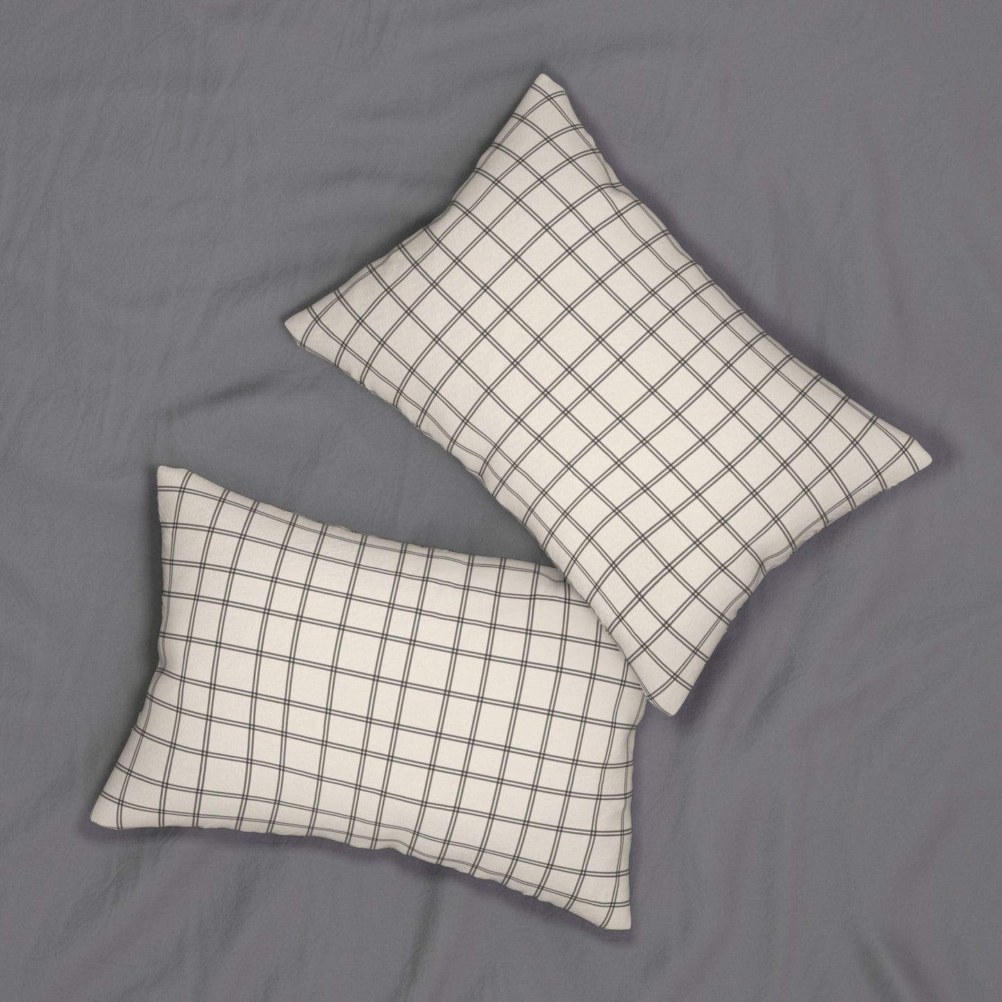 Cream And Black Check Lumbar Pillow