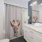 Happy Goat In Grey Country Farmhouse Shower Curtain