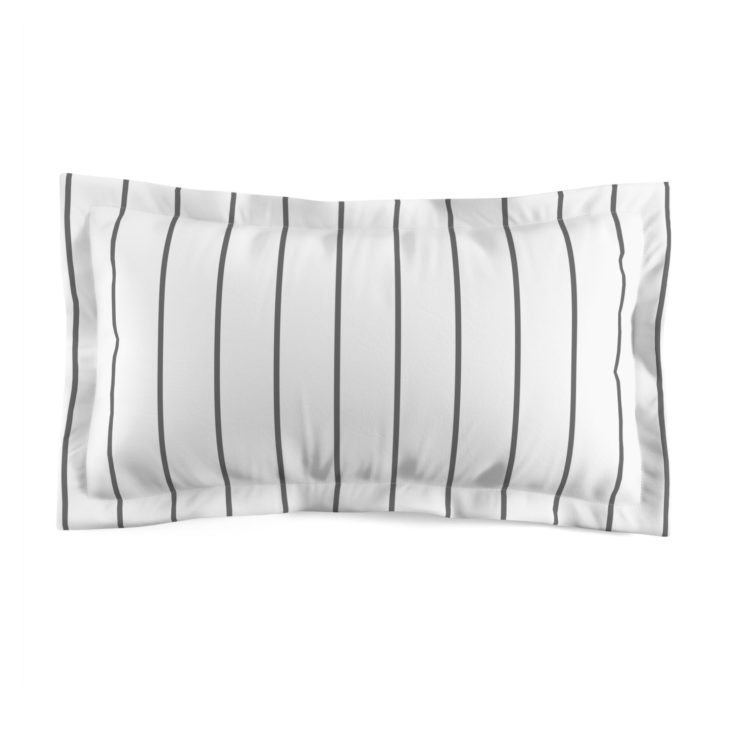 Vertical White With Grey Stripes Pillow Sham