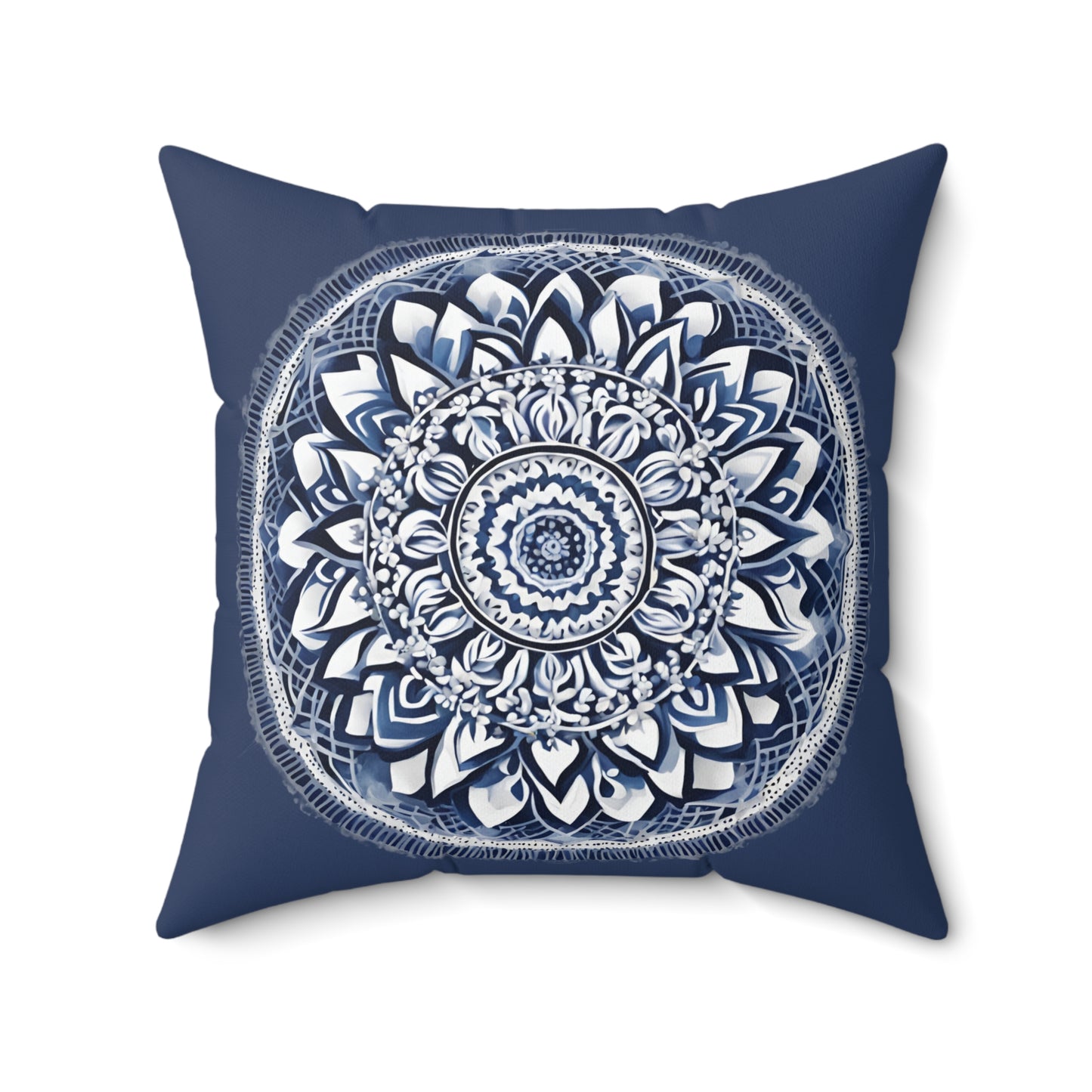 Blue And White Mandala Decorative Throw Pillow