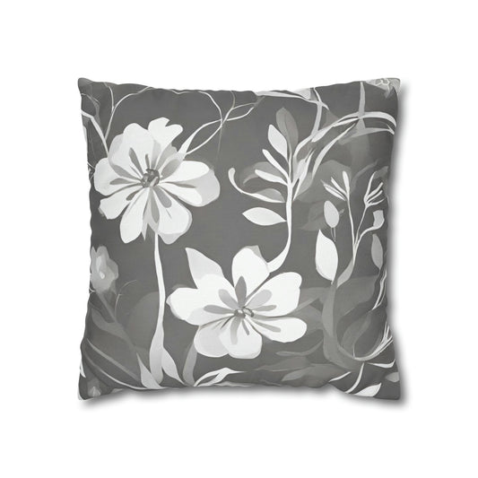 Perfect Grey And White Floral Throw Pillow Cover