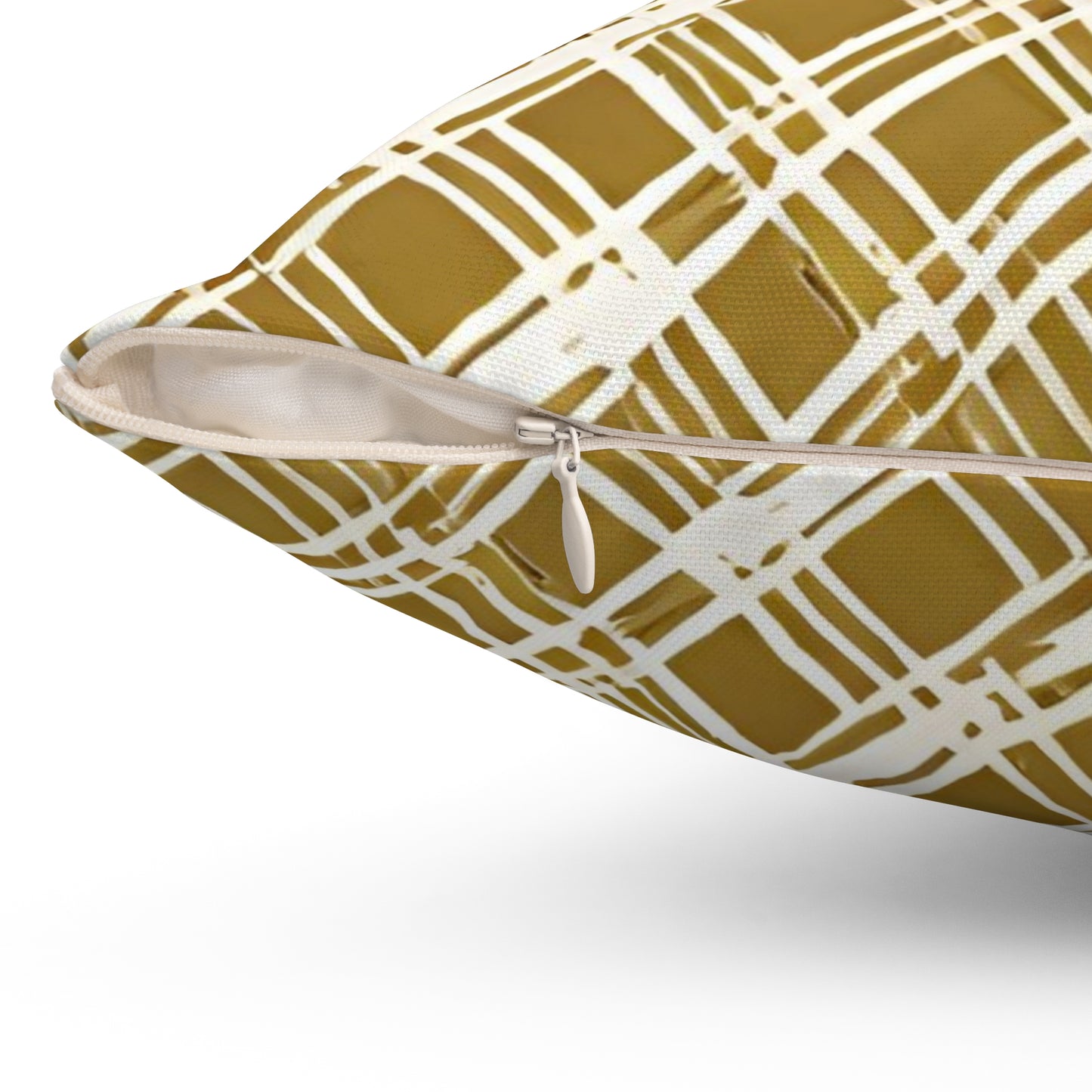 Graphic Basket Weave Gold And Cream Decorative Throw Pillow