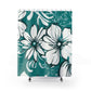 Turquoise And White Graphic Floral Shower Curtain