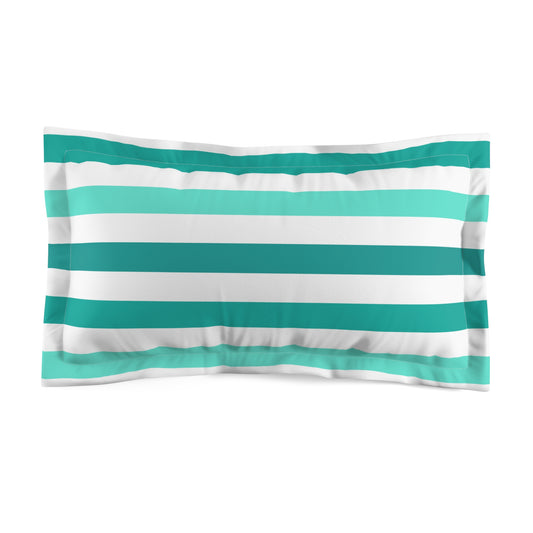 Turquoise And White Stripe Pillow Sham