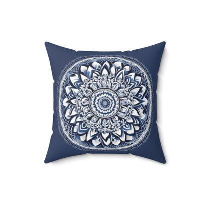 Blue And White Mandala Decorative Throw Pillow