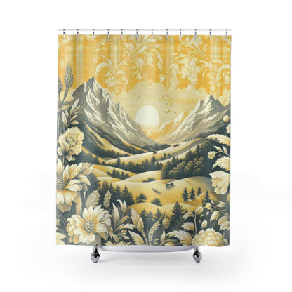 Yellow And Grey Decorative Shower Curtain