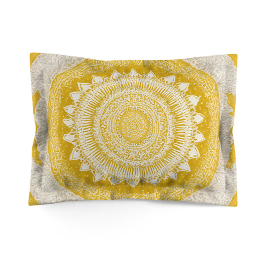 Yellow And White Mandala Pillow Sham